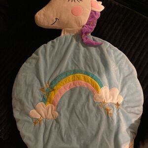 Unicorn Plush Play Mat with Rainbow Design